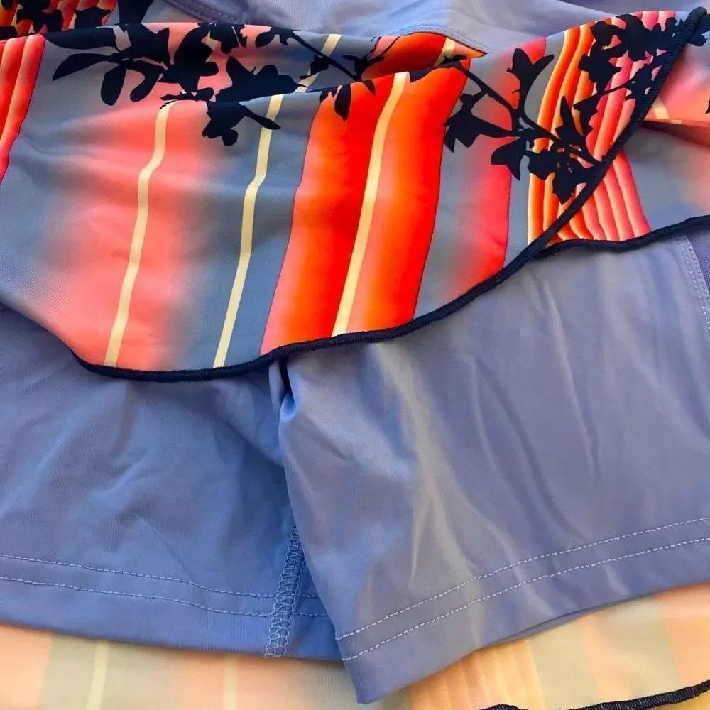 Calla Skort - S blue orange print , nylon spandex